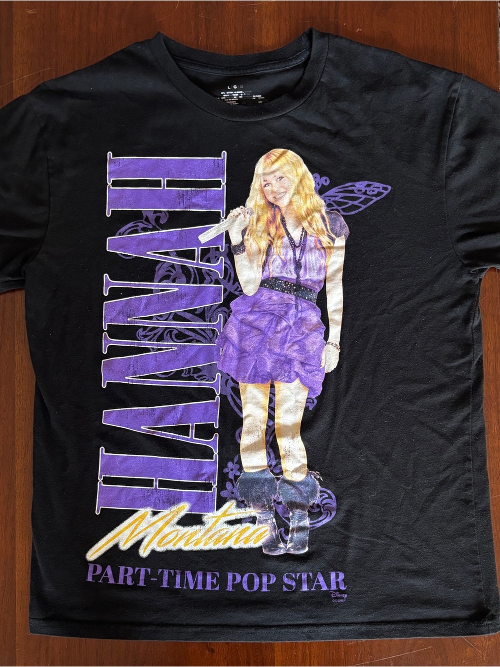 Black Hannah Montana Graphic Tee with Purple Accent